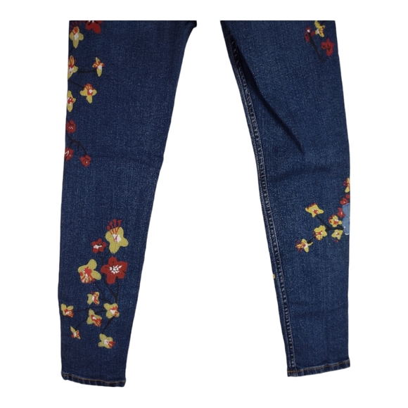 Topshop MOTO Floral Jamie Jeans Size W 25 L 25 Skinny Hand Painted - Picture 15 of 15